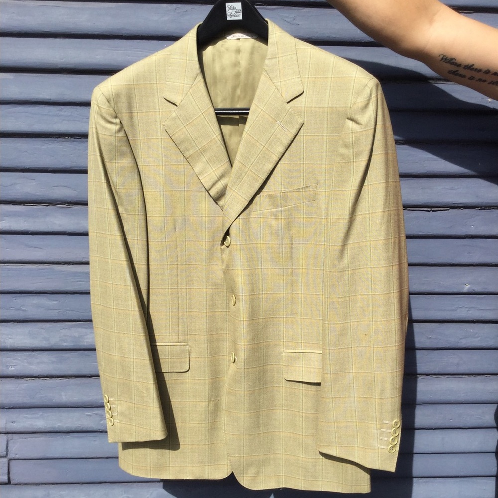 Canali tan plaid wool blazer